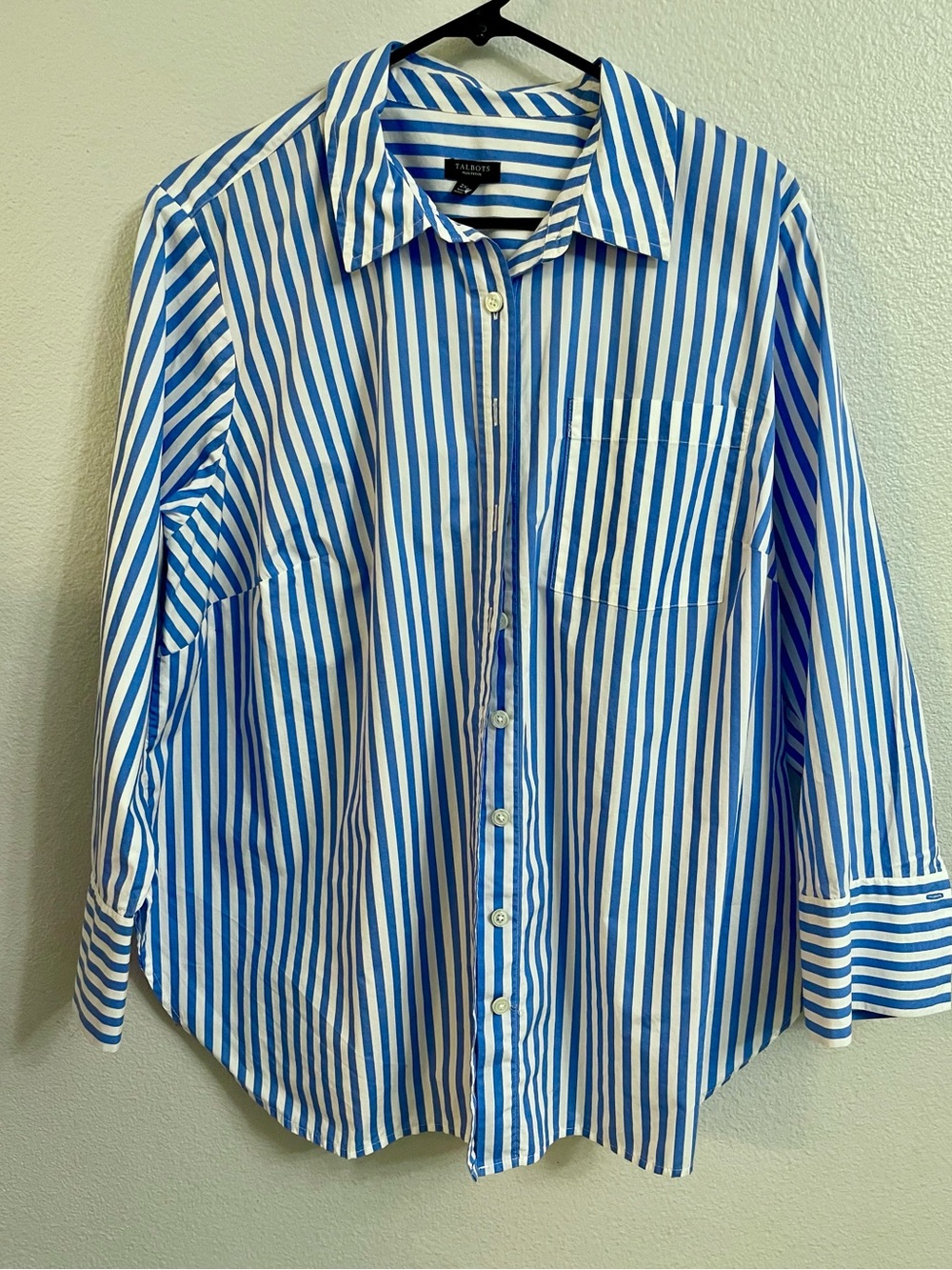 Talbots 100% Cotton Blue & White Striped Woman’s Button-Down Shirt Size 2Xp
